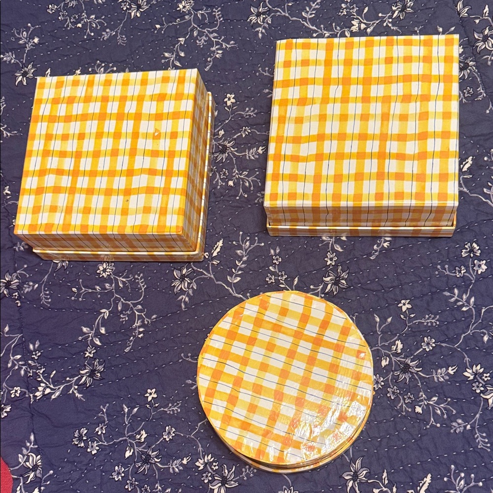 Yellow Gingham Storage Box Set - Picture 3 of 16